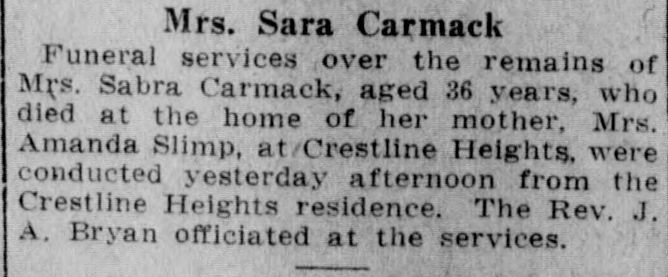 Sabra Carmack obituary